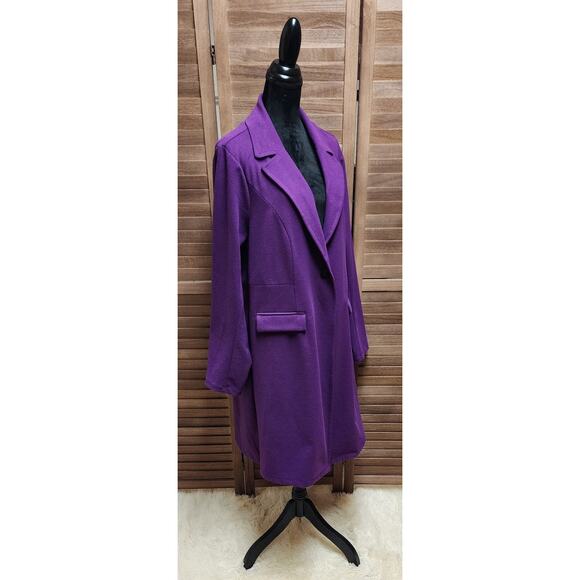 Torrid Womens Long Purple Ponte Trench Coat Plus Size 3X Heavy Warm Dress Jacket - Picture 5 of 10